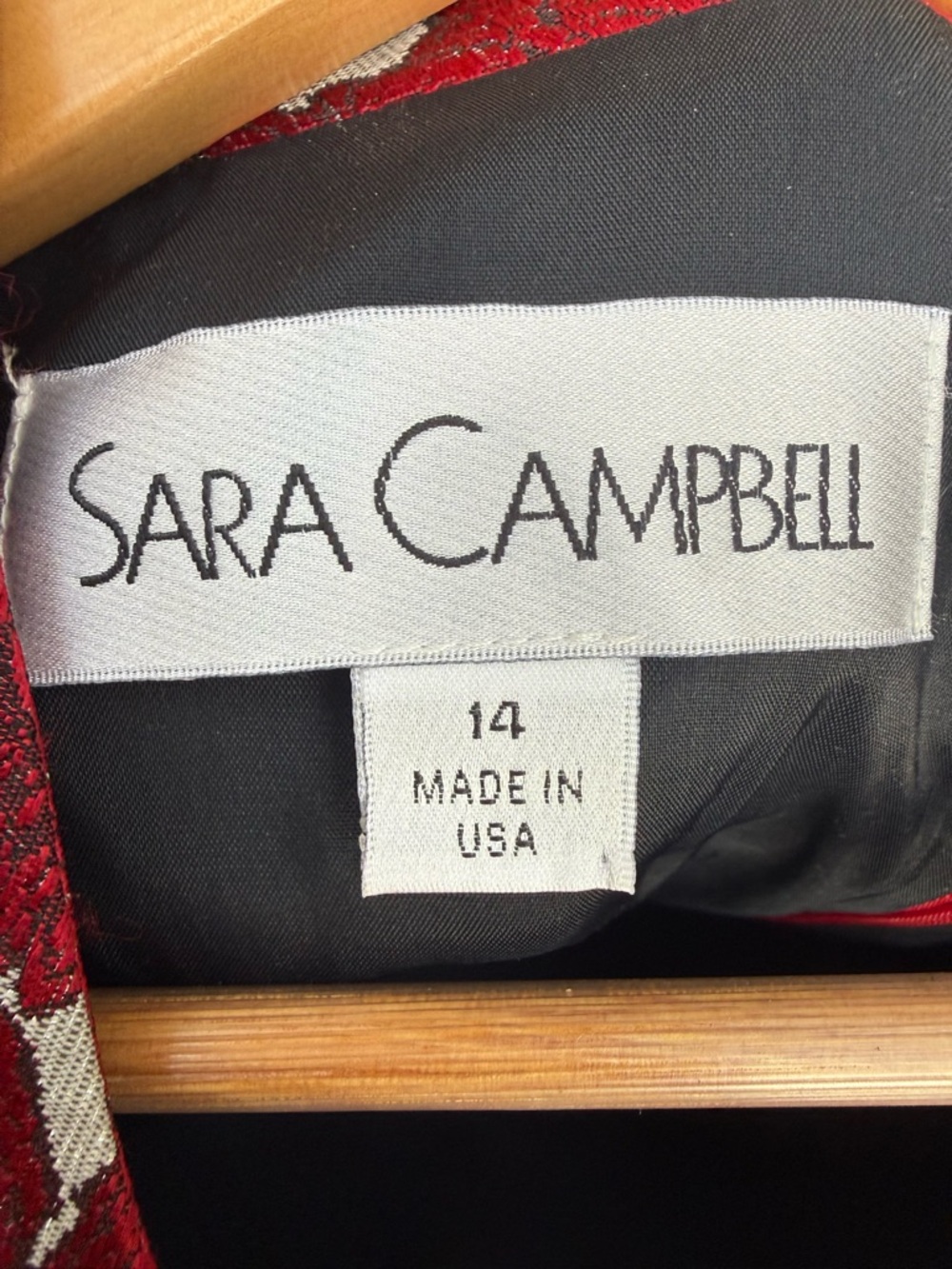 NWOT Sarah Campbell Brocade Dress with Red Dahlias Bow Event Wedding Party - Picture 2 of 7